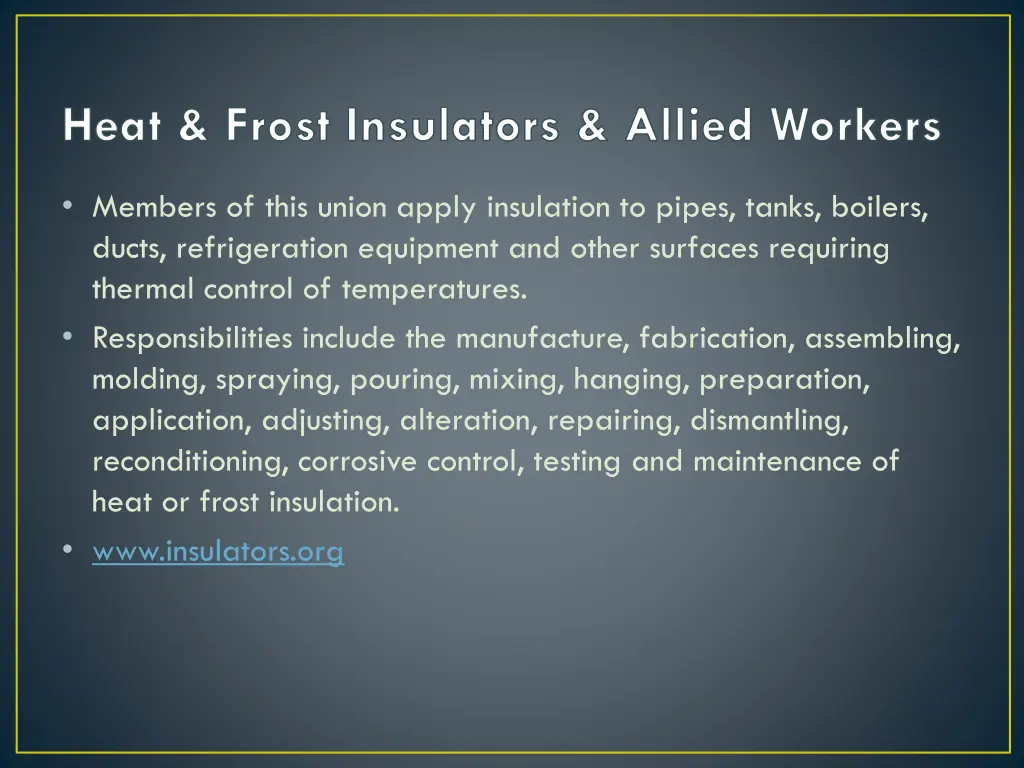 heat frost insulators allied workers