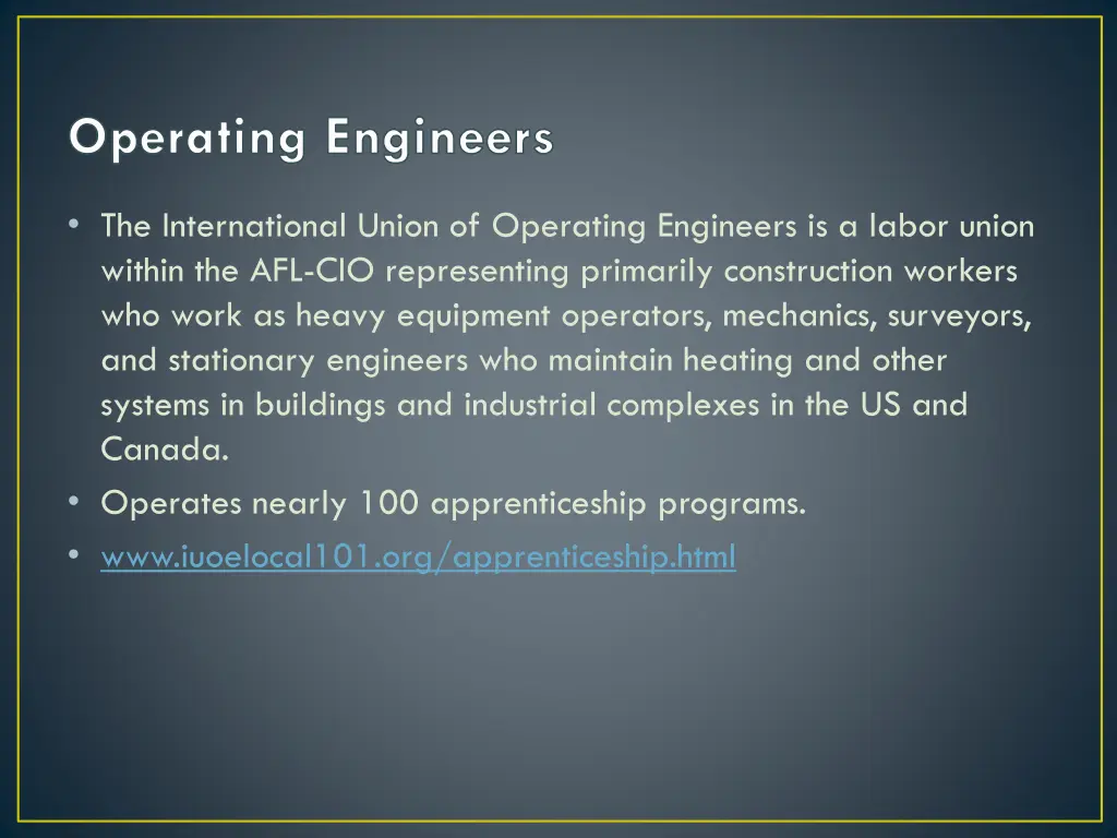 operating engineers