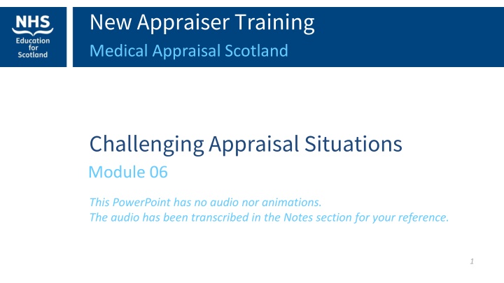 new appraiser training medical appraisal scotland