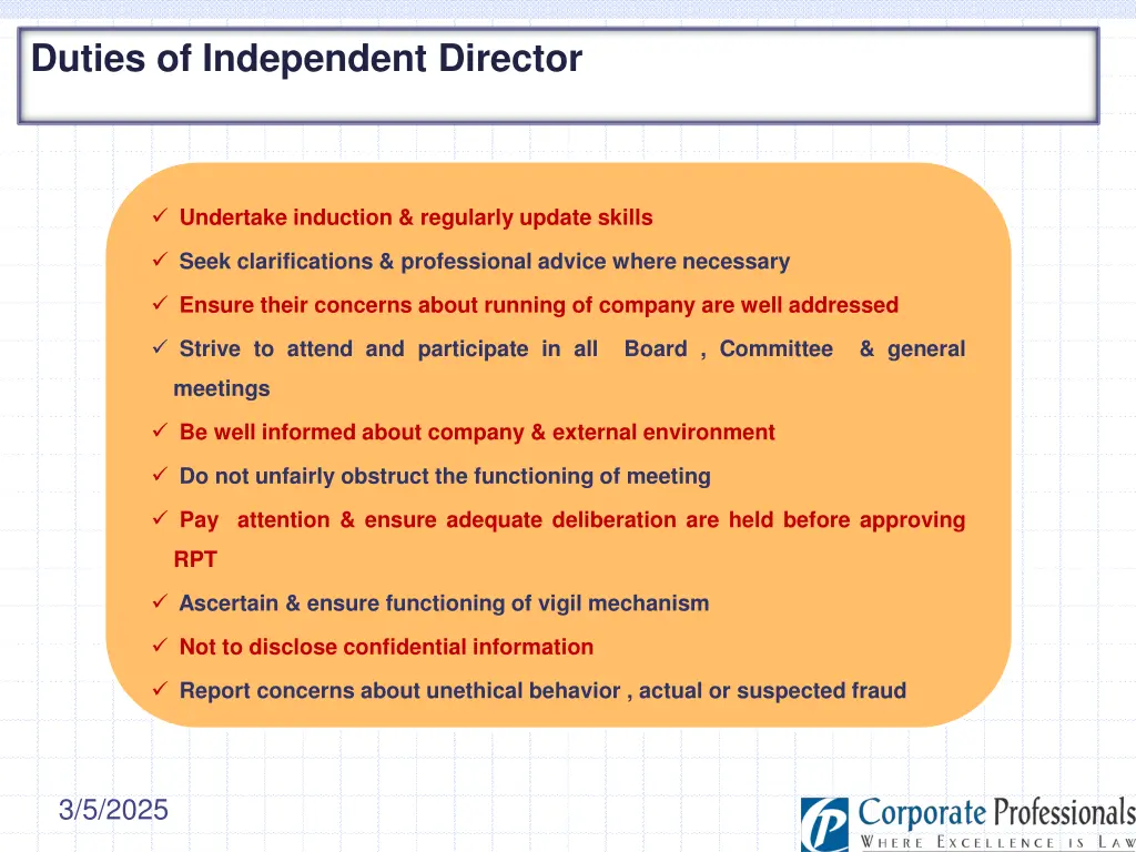 duties of independent director
