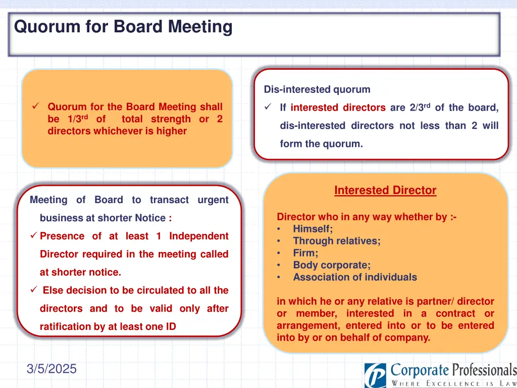 quorum for board meeting
