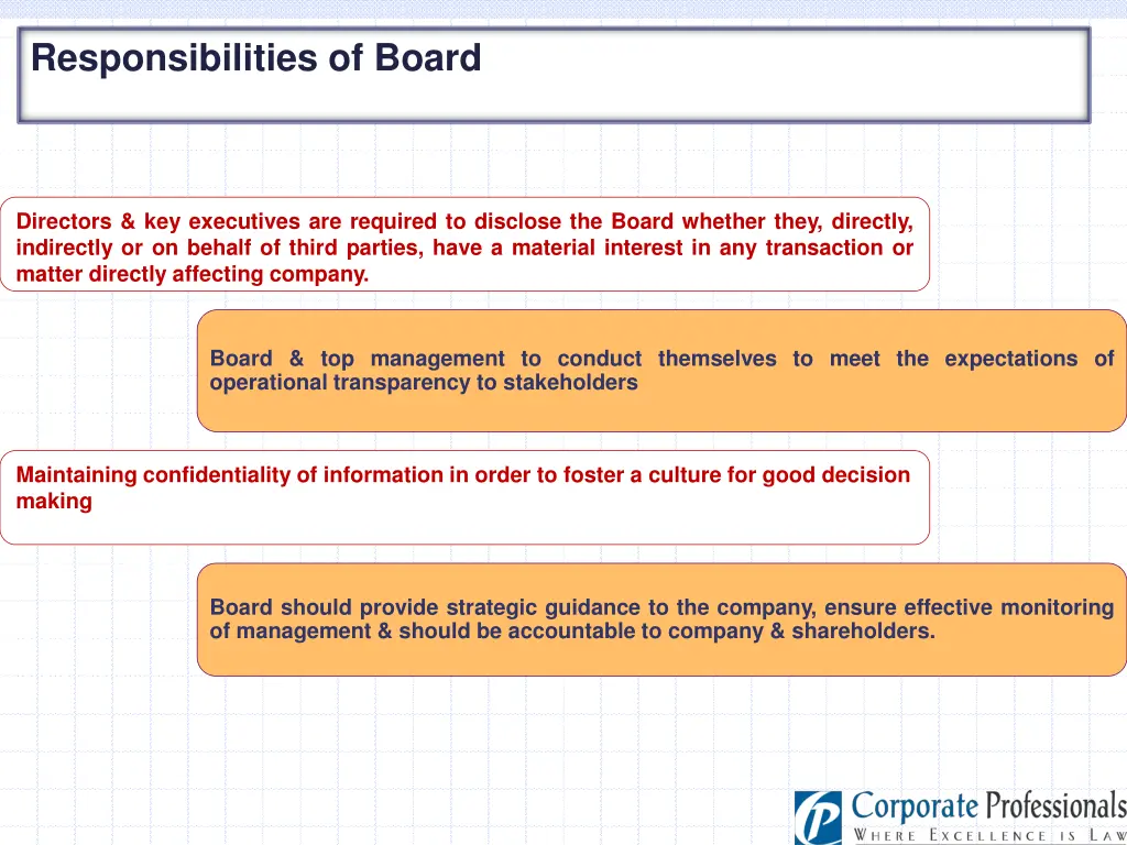 responsibilities of board