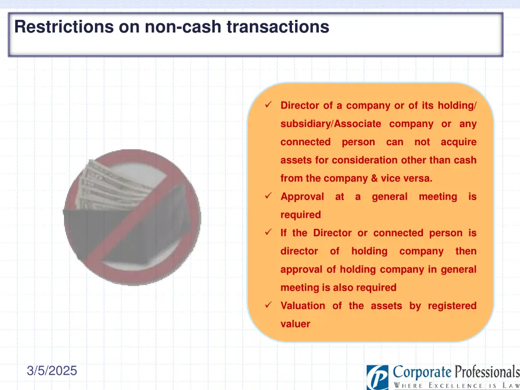 restrictions on non cash transactions