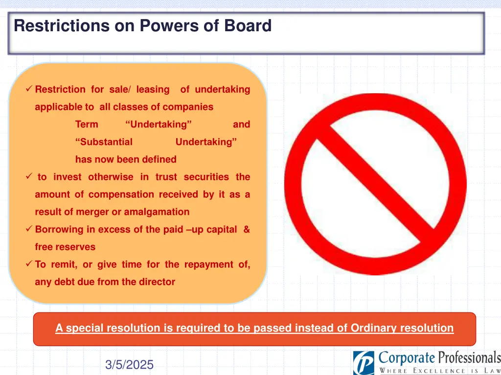 restrictions on powers of board