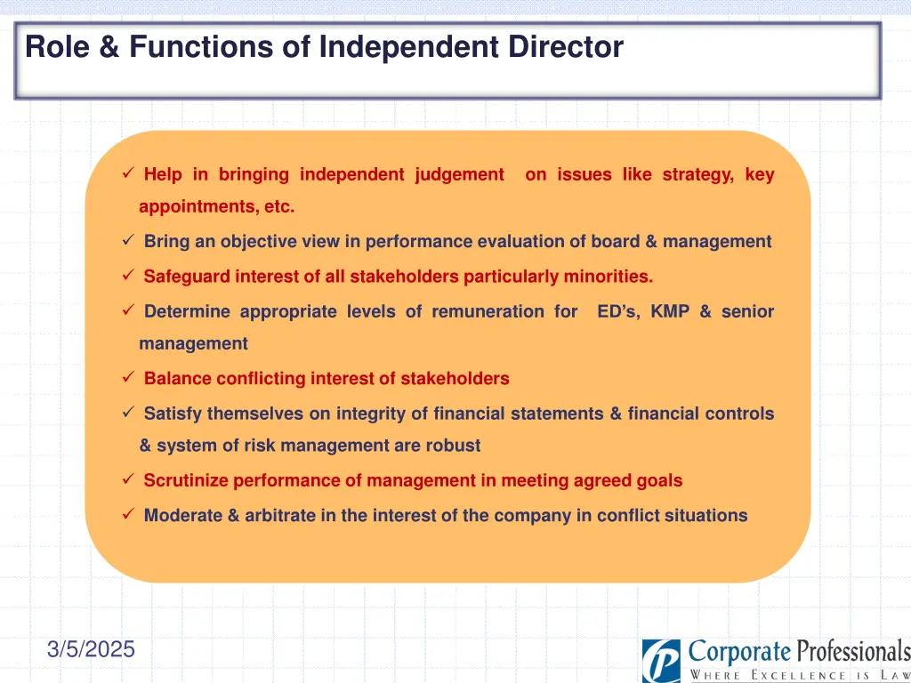 role functions of independent director