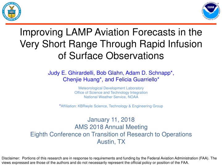 improving lamp aviation forecasts in the very