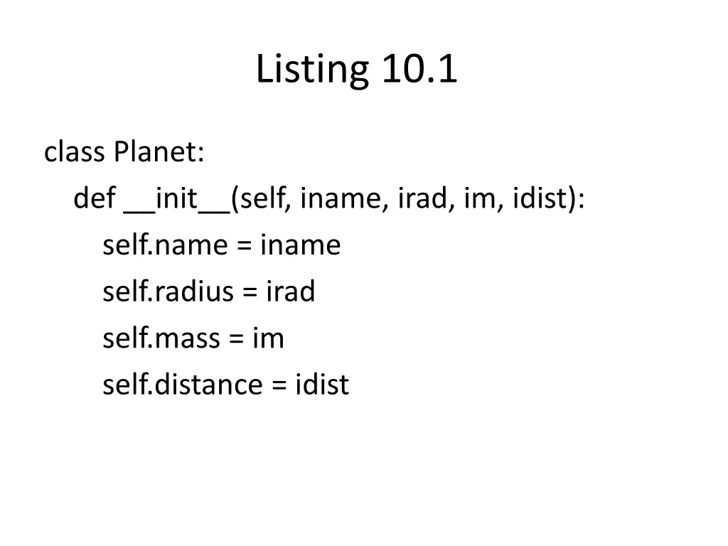 listing 10 1