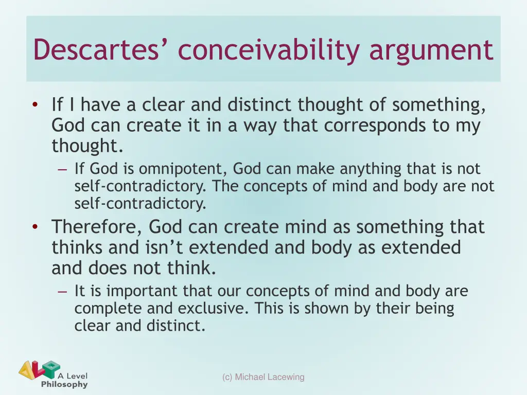 descartes conceivability argument 1