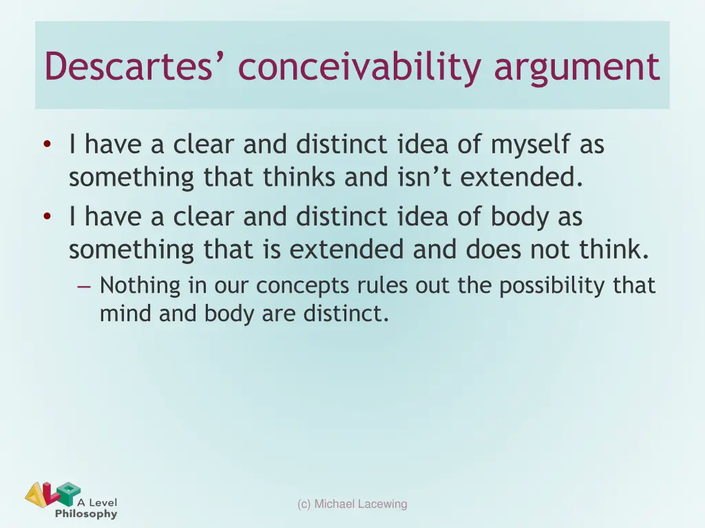 descartes conceivability argument