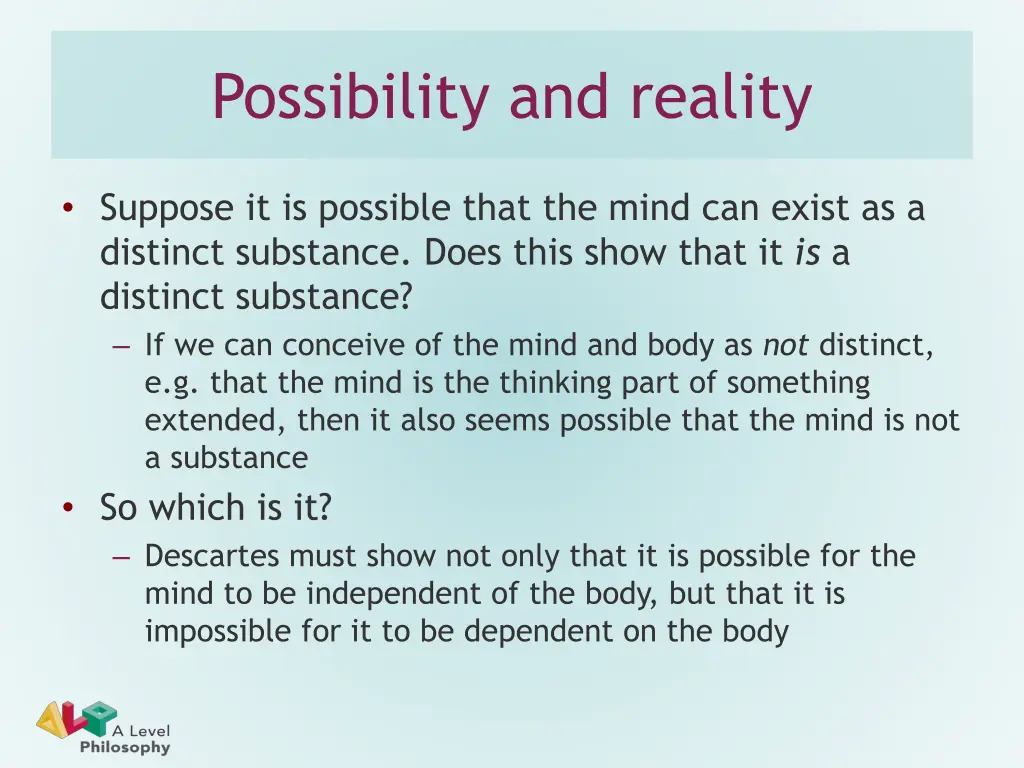 possibility and reality