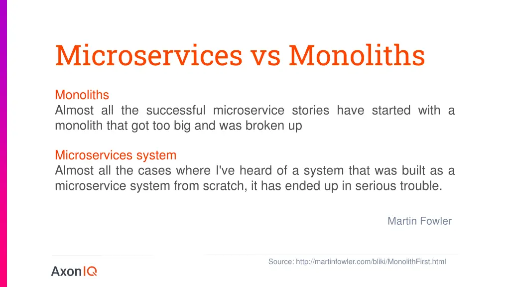 microservices vs monoliths