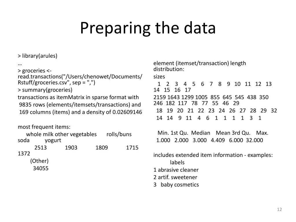 preparing the data