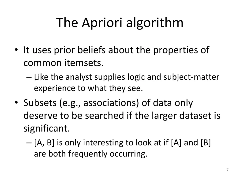 the apriori algorithm