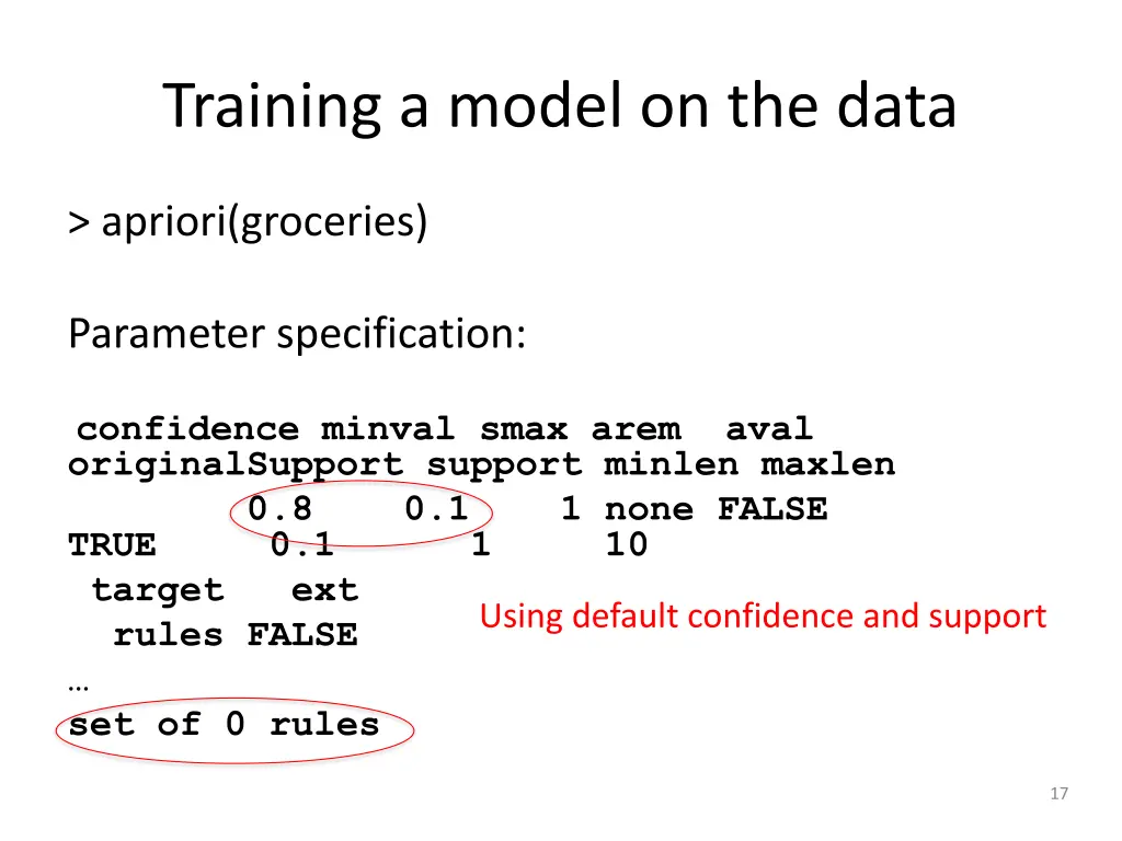 training a model on the data