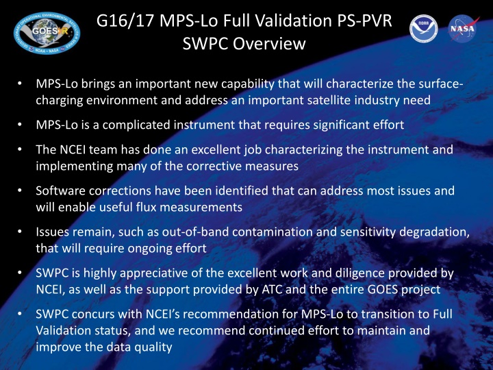 g16 17 mps lo full validation ps pvr swpc overview