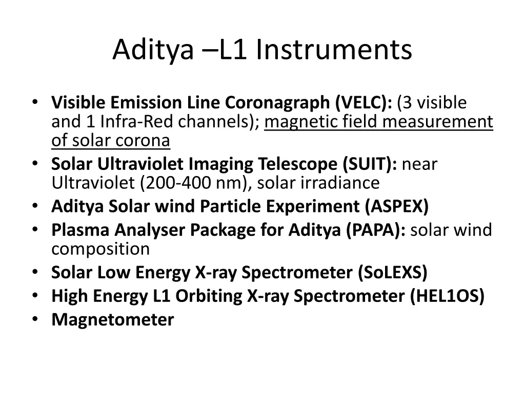 aditya l1 instruments