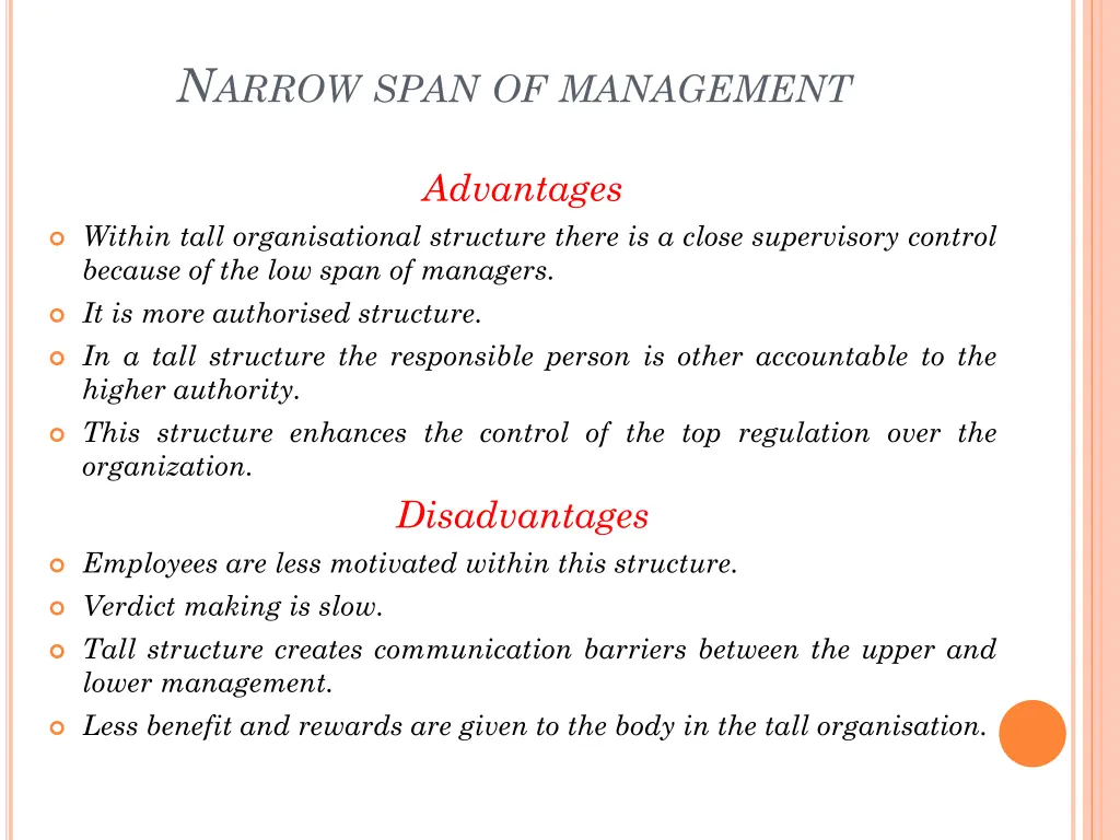 n arrow span of management 1