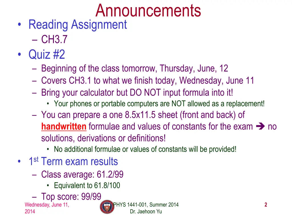 announcements