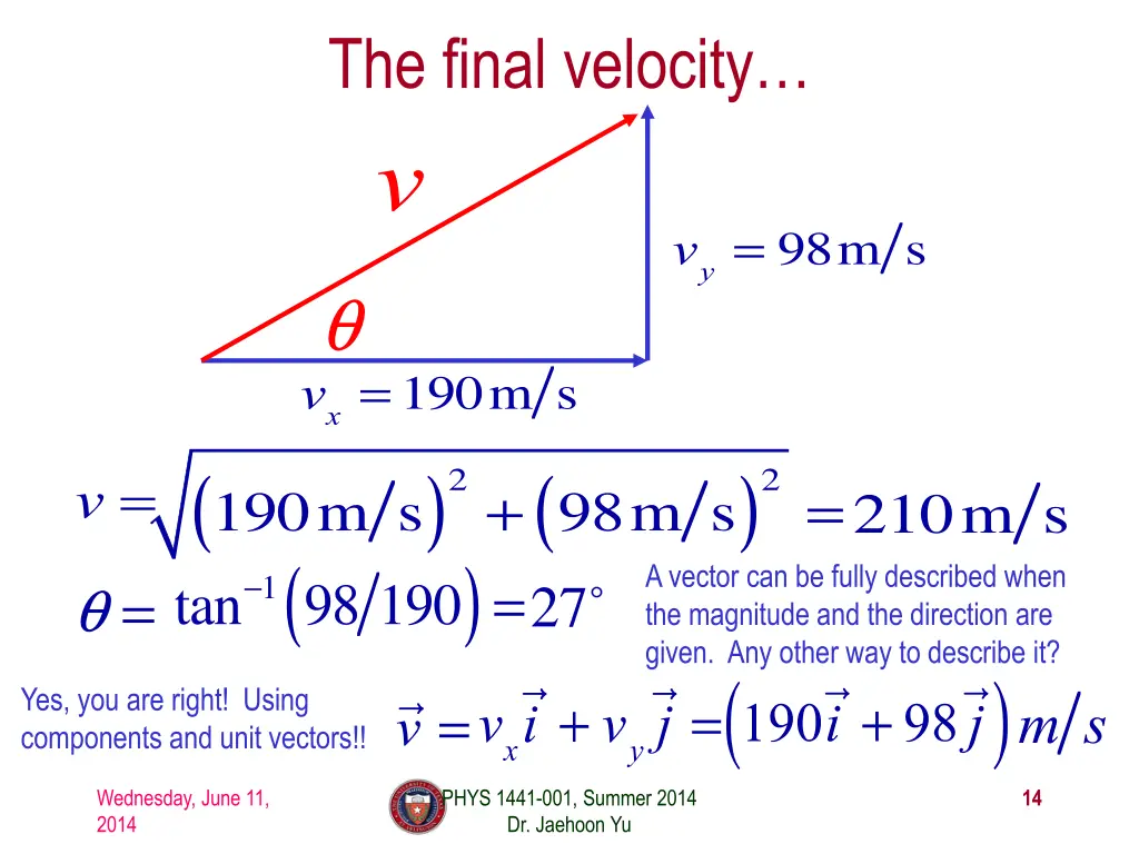 the final velocity