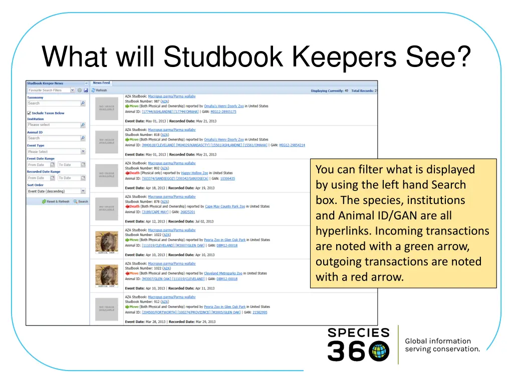 what will studbook keepers see