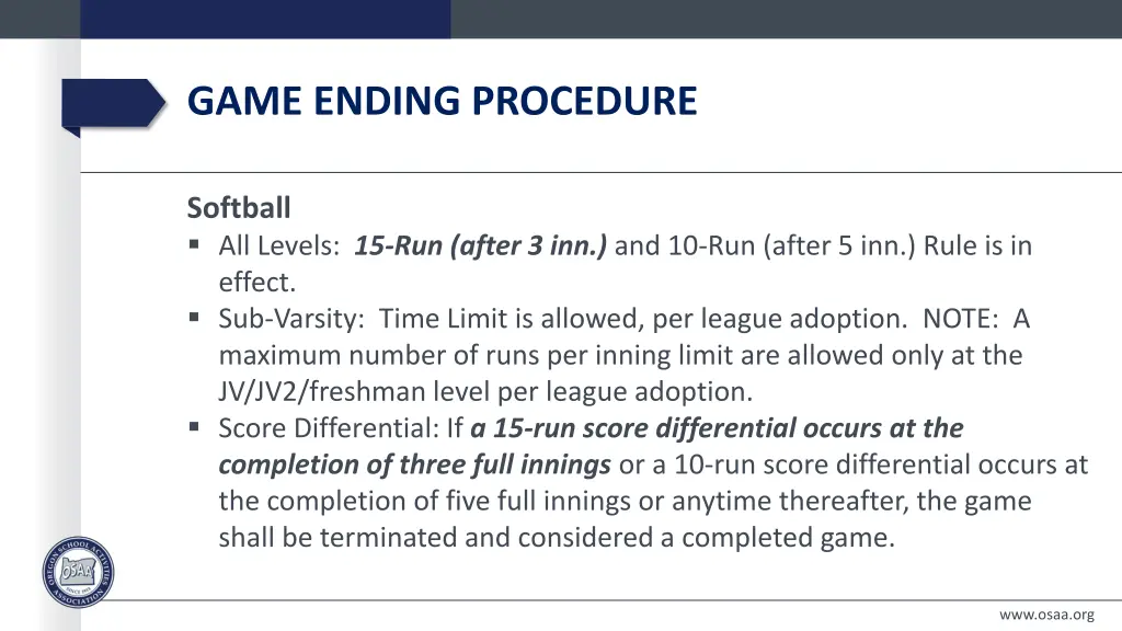 game ending procedure