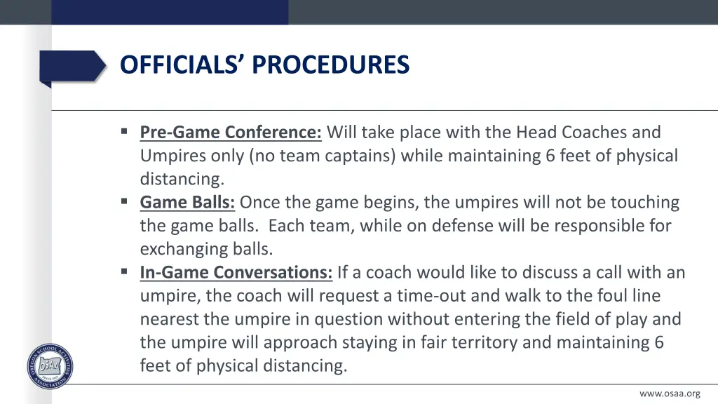 officials procedures