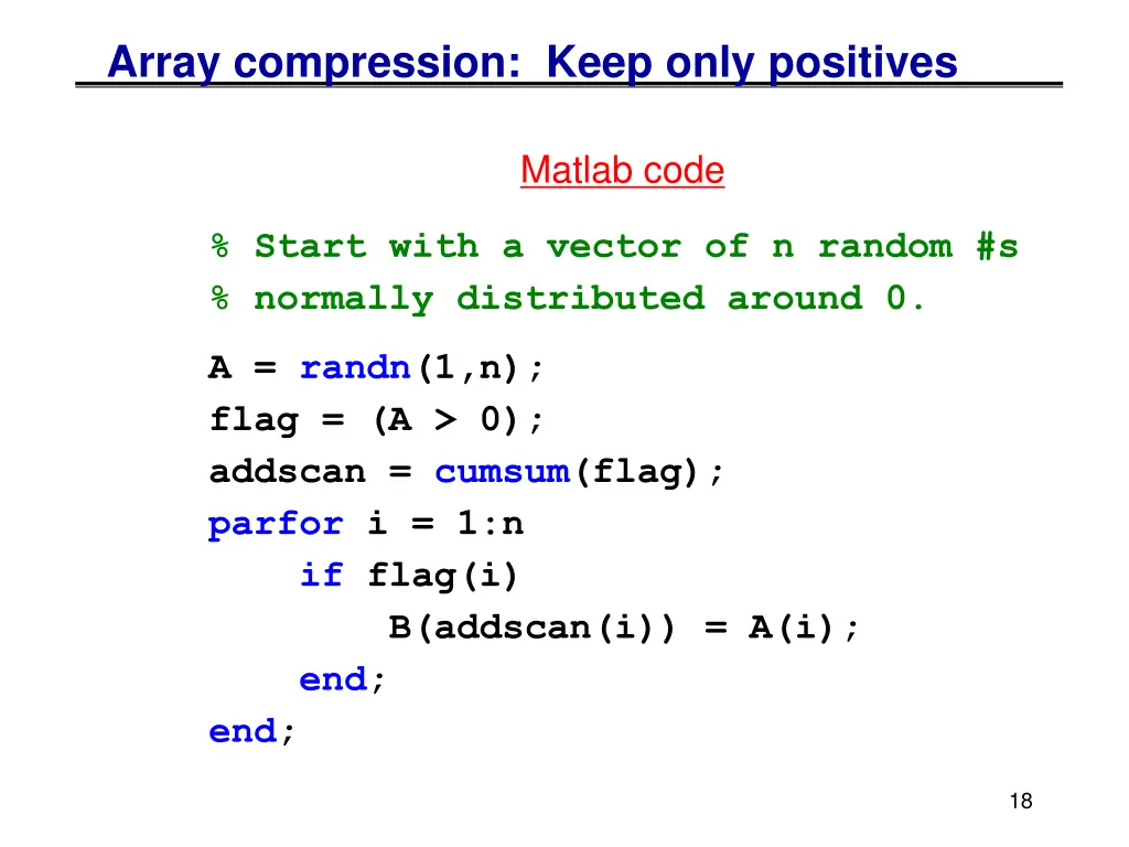 array compression keep only positives