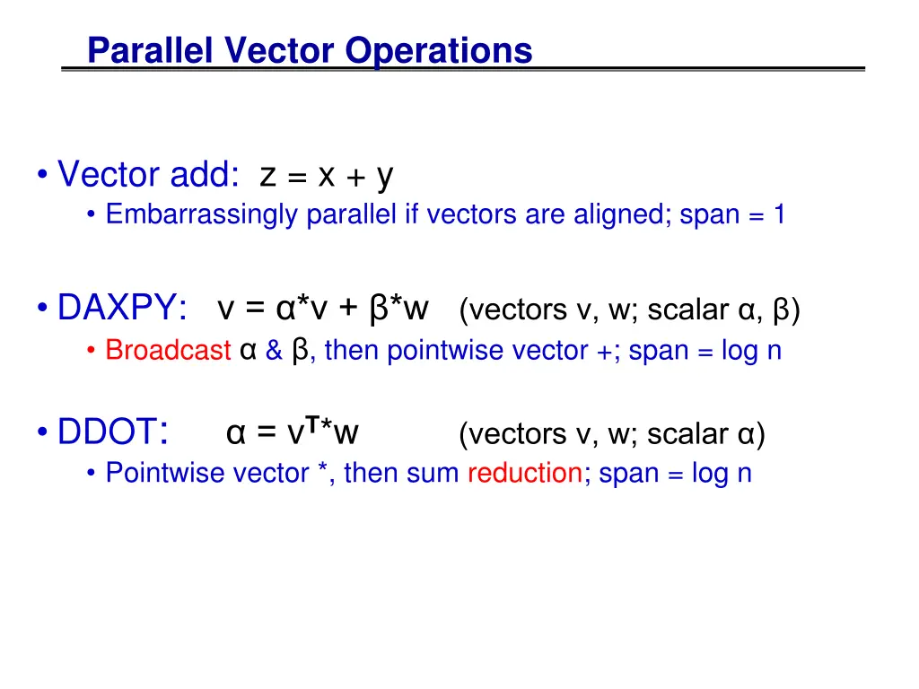 parallel vector operations