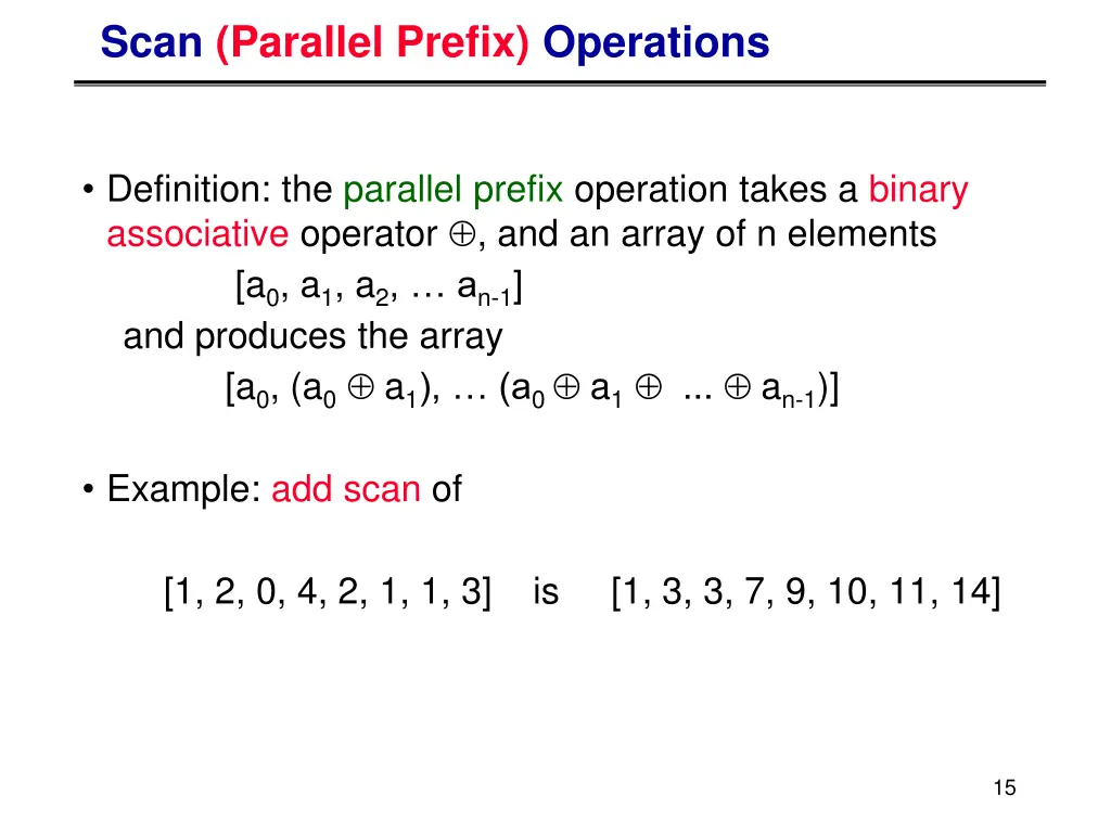 scan parallel prefix operations