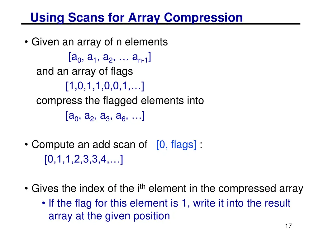 using scans for array compression
