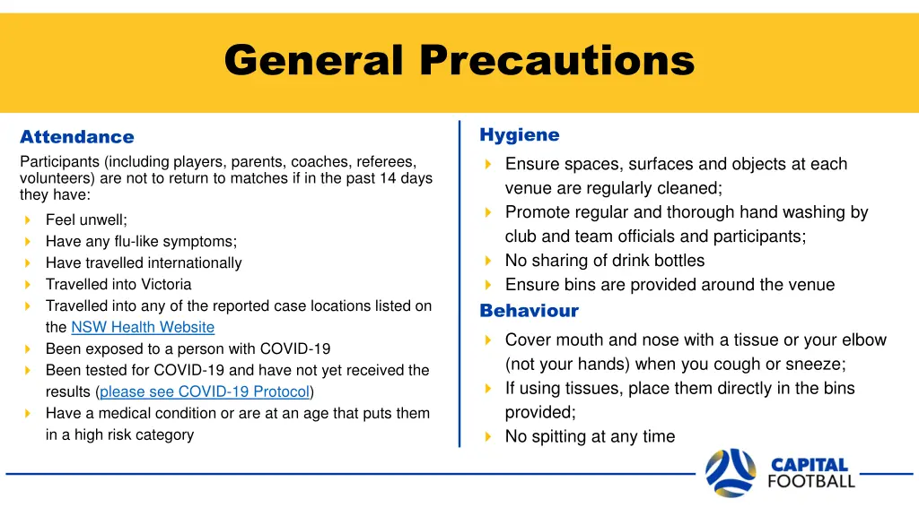 general precautions