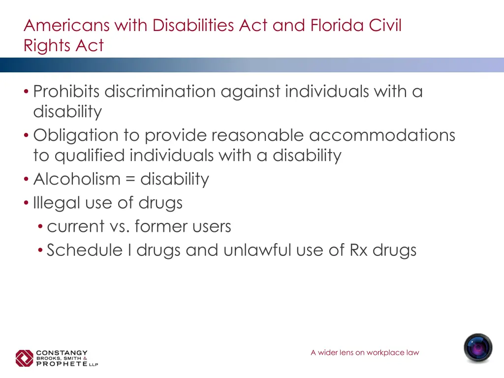 americans with disabilities act and florida civil