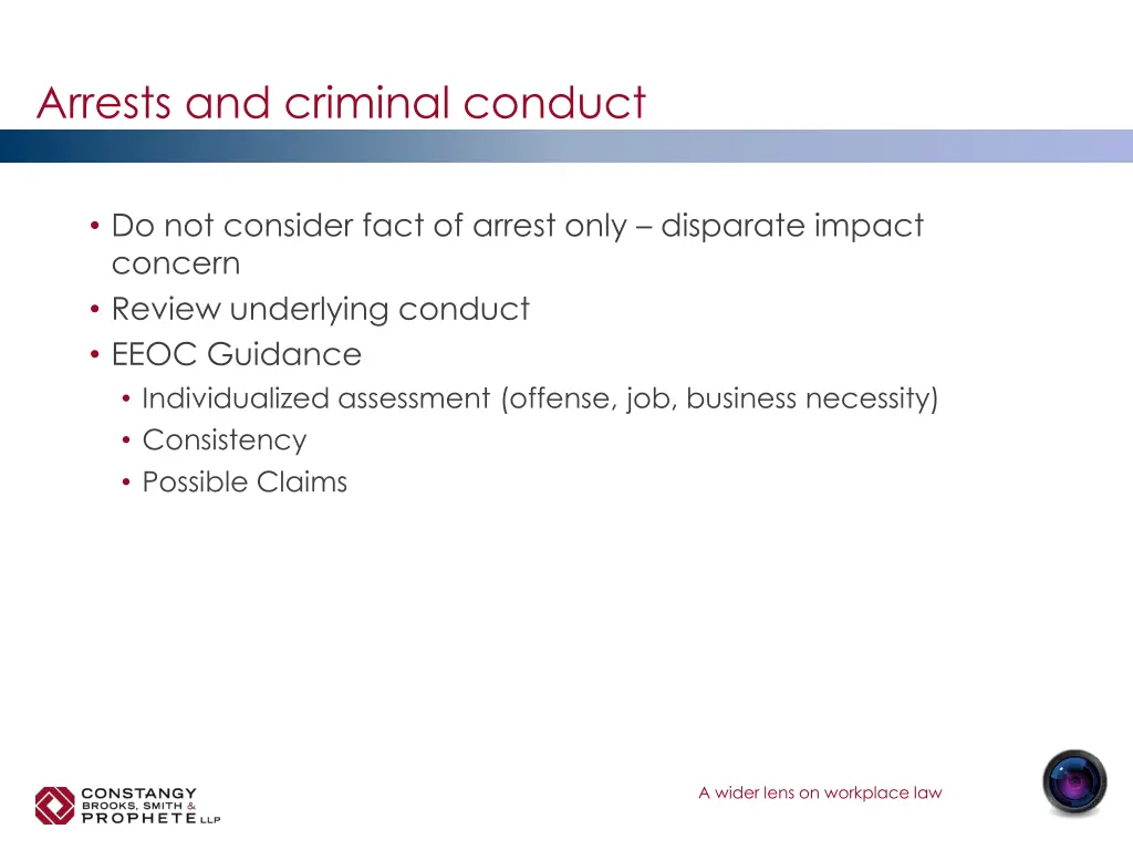 arrests and criminal conduct