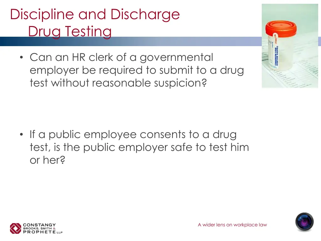 discipline and discharge drug testing