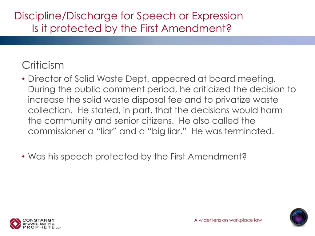 discipline discharge for speech or expression