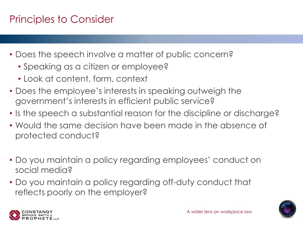 principles to consider