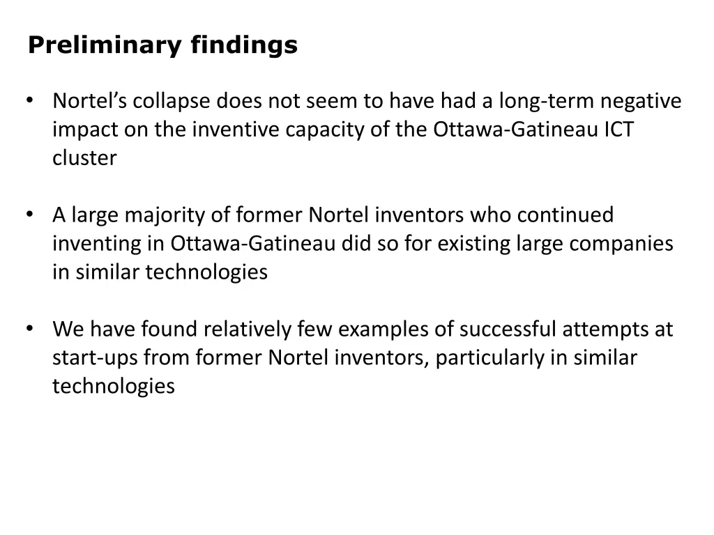 preliminary findings