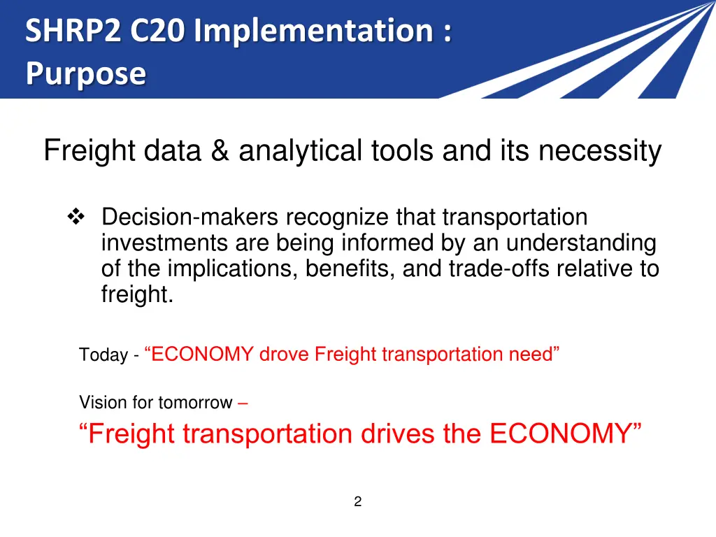 shrp2 c20 implementation purpose