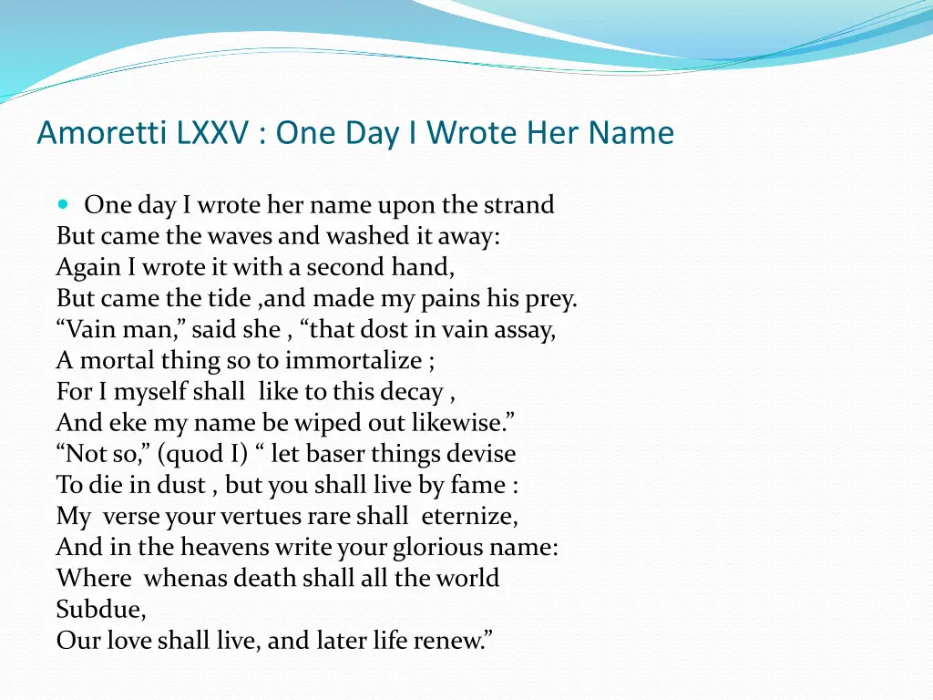 amoretti lxxv one day i wrote her name