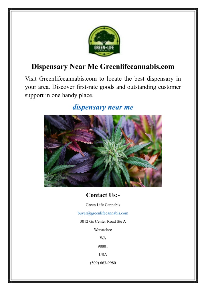 dispensary near me greenlifecannabis com