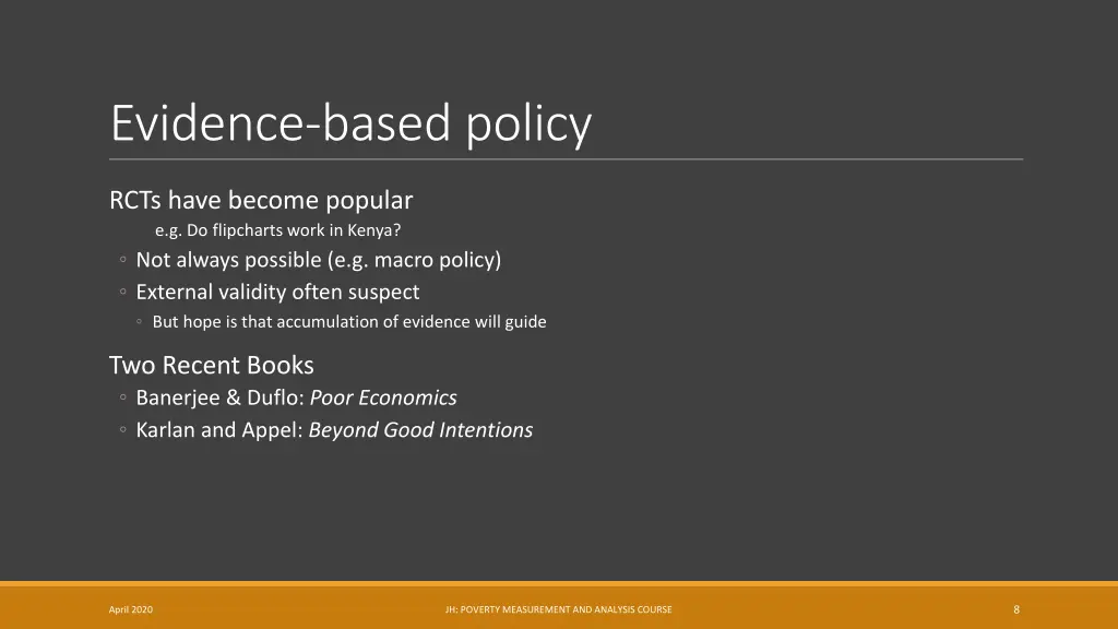 evidence based policy