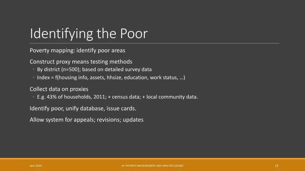 identifying the poor
