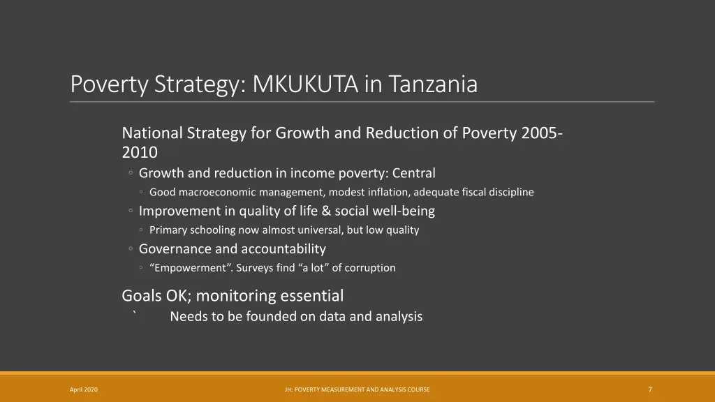 poverty strategy mkukuta in tanzania