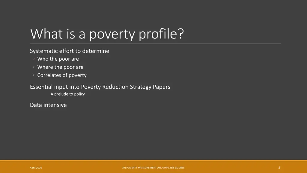 what is a poverty profile
