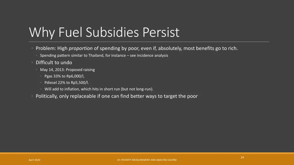 why fuel subsidies persist