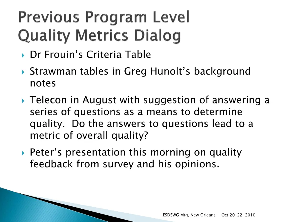 dr frouin s criteria table strawman tables