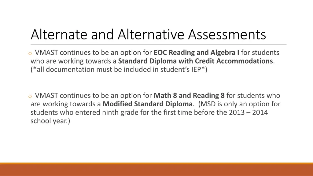 alternate and alternative assessments 1