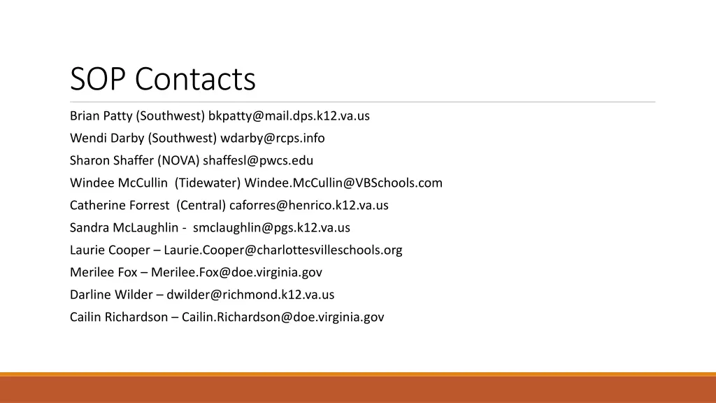 sop contacts