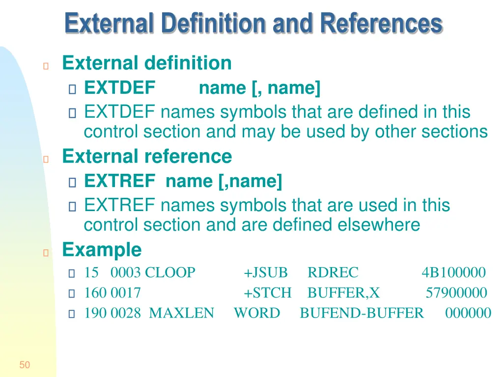 external definition and references