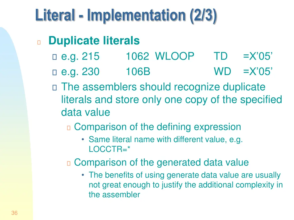 literal implementation 2 3